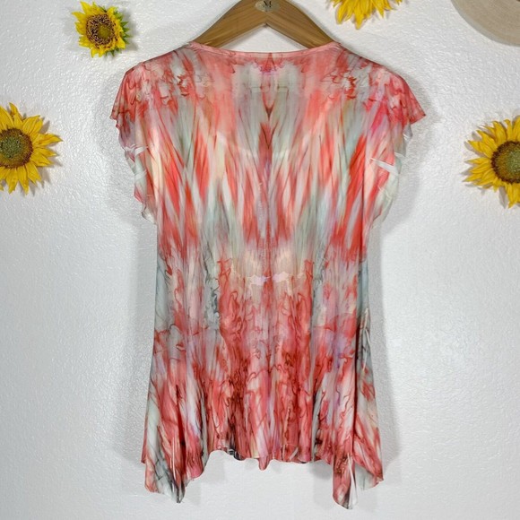 Live & Let Live sublimation embroidered short sleeve sway blouse size small - Picture 4 of 9